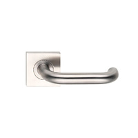 Madinoz Urban Door Lever Handle on Square Rose Polished Stainless Steel L75TZPSS