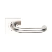 Madinoz Coastal Door Lever Handle on Square Rose Polished Stainless L75ZPSS