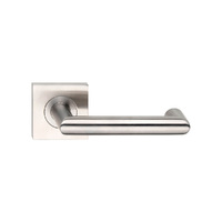 Madinoz Urban Door Lever Handle on Square Rose Polished Stainless Steel L81TZPSS