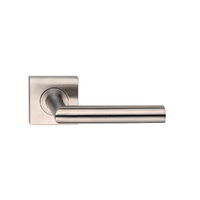 Madinoz Coastal Door Lever Handle on Square Rose Satin Stainless L85ZSSS