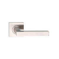 Madinoz Urban Door Lever Handle on Square Rose Polished Stainless Steel L90ZPSS