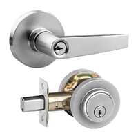 N2lok Horizonte Door Lever Round Rose Combo Set Satin Chrome 575R HC SCP BP