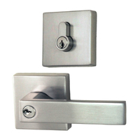 Nidus Door Handle Lonsdale Combo Entrance Lever Set Eurobolt Square Brush Nickel