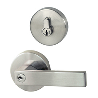Nidus Door Handle Lonsdale Combo Entrance Lever Set Eurobolt Round Brush Nickel