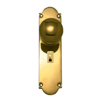 Superior Brass Victorian Knob on Longplate Privacy Set 200mm Polished Brass 3004P