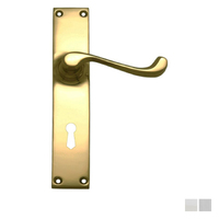 Superior Brass Contemporary Door Lever on Plate Bitkey Hole - Available in Various Finishes