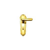 Out of Stock: ETA Mid July - Superior Brass Art Deco Lever on Plate Privacy Lock Polished Brass 4100P