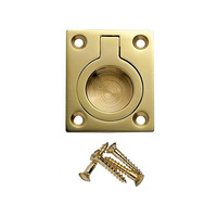 Superior Brass Flush Ring Pull Handle 40x50mm Polished Brass 4450