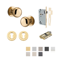 Iver Cambridge Door Knob on Round Rose Entrance Kit Key/Key - Available in Various Finishes