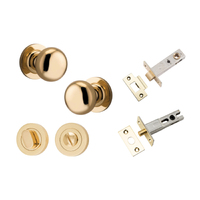 Iver Cambridge Door Knob on Round Rose Privacy Kit Polished Brass 0200KPRIV60