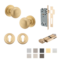 Iver Cambridge Door Knob on Round Rose Entrance Kit Key/Thumb - Available in Various Finishes