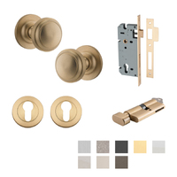 Iver Paddington Door Knob on Round Rose Entrance Kit Key/Thumb - Available in Various Finishes