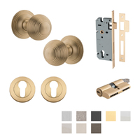 Iver Guildford Door Knob on Round Rose Entrance Kit Key/Key - Available in Various Finishes