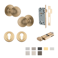 Iver Guildford Door Knob on Round Rose Entrance Kit Key/Thumb - Available in Various Finishes