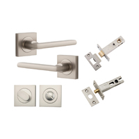 Iver Baltimore Door Lever Handle on Square Rose Privacy Kit Satin Nickel 0279KPRIV60