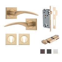 Iver Oxford Door Lever Handle on Square Rose Entrance Kit Key/Thumb - Available in Various Finishes
