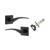 Iver Oxford Door Lever Handle on Square Rose Inbuilt Privacy Matt Black 0283KIBPRIV60