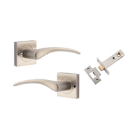 Iver Oxford Door Lever Handle on Square Rose Inbuilt Privacy Satin Nickel 0289KIBPRIV60