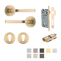 Iver Annecy Door Lever Handle on Round Rose Entrance Kit Key/Key - Available in Various Finishes