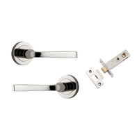 Iver Annecy Door Lever on Round Rose Passage Kit Polished Nickel 0328KPASS60