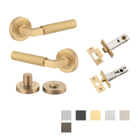 Iver Berlin Door Lever Handle on Round Rose Privacy Kit - Available in Various Finishes