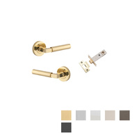 Iver Berlin Door Lever on Round Rose Inbuilt Privacy Kit 60mm Backset