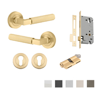 Iver Brunswick Door Lever on Round Rose Entrance Kit Key/Key - Available in Various Finishes