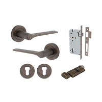 Iver Como Door Lever Handle on Round Rose Entrance Kit Key/Thumb Signature Brass 0361KENTR60KT