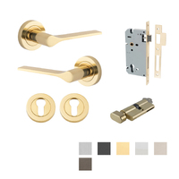 Iver Como Door Lever Handle on Round Rose Entrance Kit Key/Thumb - Available in Various Finishes