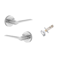 Iver Como Door Lever on Round Rose Inbuilt Privacy Kit Brushed Chrome 0365KIBPRIV60