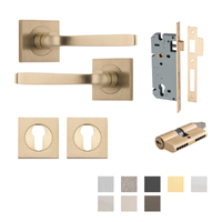 Iver Annecy Door Lever Handle on Square Rose Entrance Kit Key/Key - Available in Various Finishes