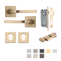 Iver Annecy Door Lever Handle on Square Rose Entrance Kit Key/Thumb - Available in Various Finishes