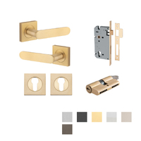 Iver Bronte Door Lever Handle on Square Rose Entrance Kit Key/Key - Available in Various Finishes