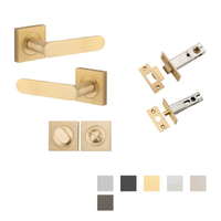 Iver Bronte Door Lever Handle on Square Rose Privacy Kit with Turn - Available in Various Finishes