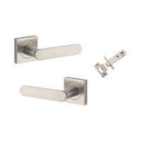 Iver Bronte Door Lever Handle on Square Rose Passage Kit Satin Nickel 0409KPASS60