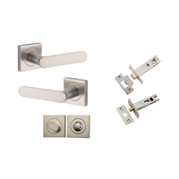 Iver Bronte Door Lever Handle on Square Rose Privacy Kit with Turn Satin Nickel 0409KPRIV60