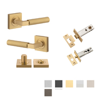Iver Berlin Door Lever Handle on Square Rose Privacy Kit - Available in Various Finishes