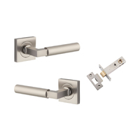 Iver Berlin Door Lever Handle on Square Rose Passage Kit Satin Nickel 0419KPASS60