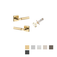 Iver Berlin Door Lever on Square Rose Inbuilt Privacy Kit 60mm Backset