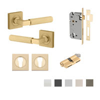 Iver Brunswick Door Lever on Square Rose Entrance Kit Key/Key - Available in Various Finishes