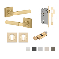 Iver Brunswick Door Lever on Square Rose Entrance Kit Key/Thumb - Available in Various Finishes