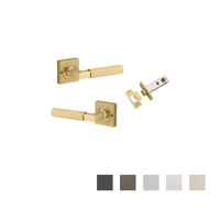 Iver Brunswick Door Lever on Square Rose Inbuilt Privacy Kit 60mm Backset - Available in Various Finishes