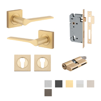 Iver Como Door Lever Handle on Square Rose Entrance Kit Key/Key - Available in Various Finishes