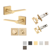 Iver Como Door Lever Handle on Square Rose Privacy Kit - Available in Various Finishes
