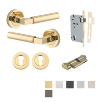 Iver Berlin Door Lever on Round Rose Entrance Kit Key/Thumb - Available in Various Finishes