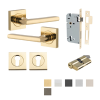 Iver Baltimore Door Lever on Square Rose Pair Entrance Kit Key/Key - Available in Various Finishes
