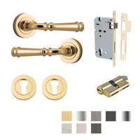 Iver Verona Door Lever on Round Rose Entrance Kit Key/Key - Available in Various Finishes