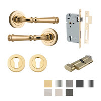 Iver Verona Door Lever on Round Rose Entrance Kit Key/Thumb - Available in Various Finishes
