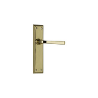 Tradco Menton Door Lever Handle on Long Backplate Passage Polished Brass 0675