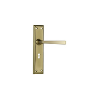 Tradco Menton Door Lever Handle on Long Backplate Lock Polished Brass 0676